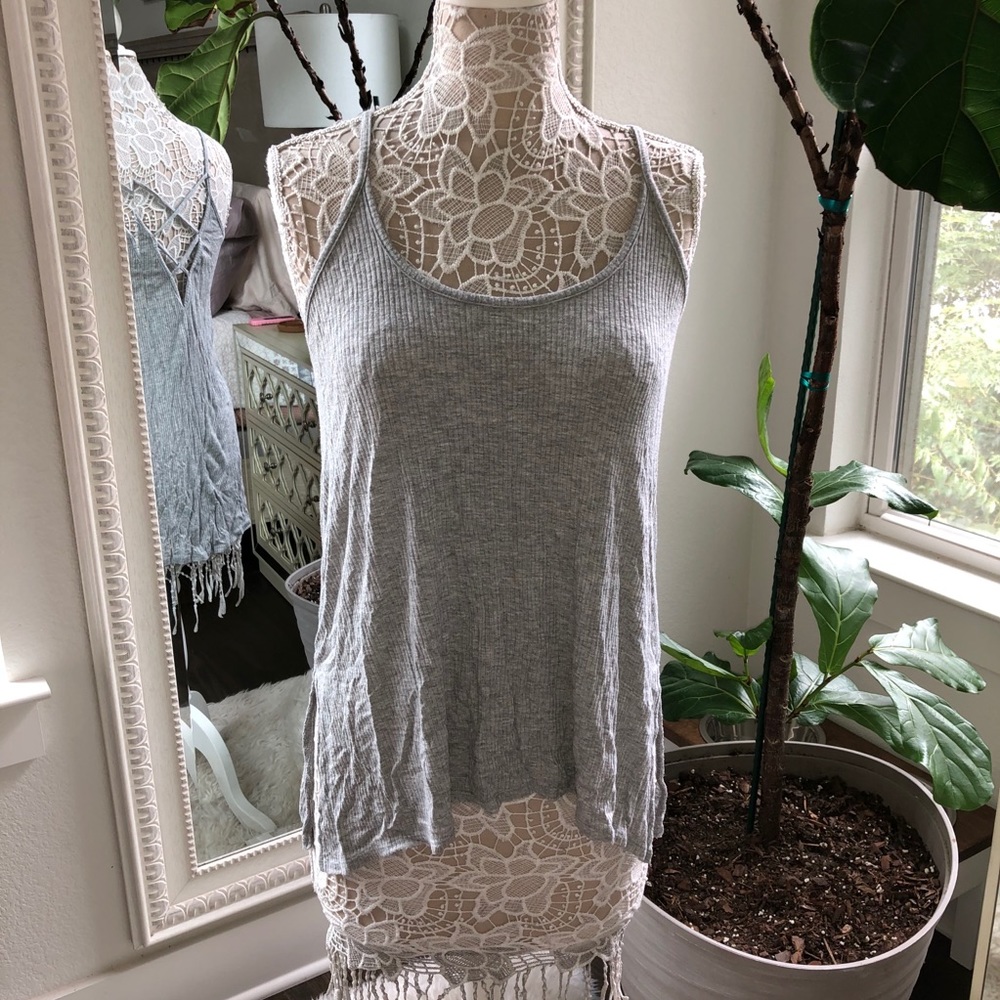 Grey ribbed tank